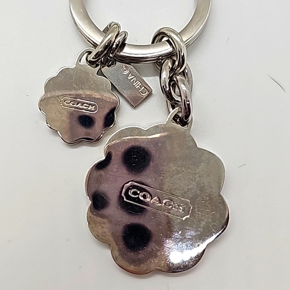 Coach Vtg NWOT 2 Flowers w/ rhinestone Key Chain/ Purse Charm - Picture 6 of 6
